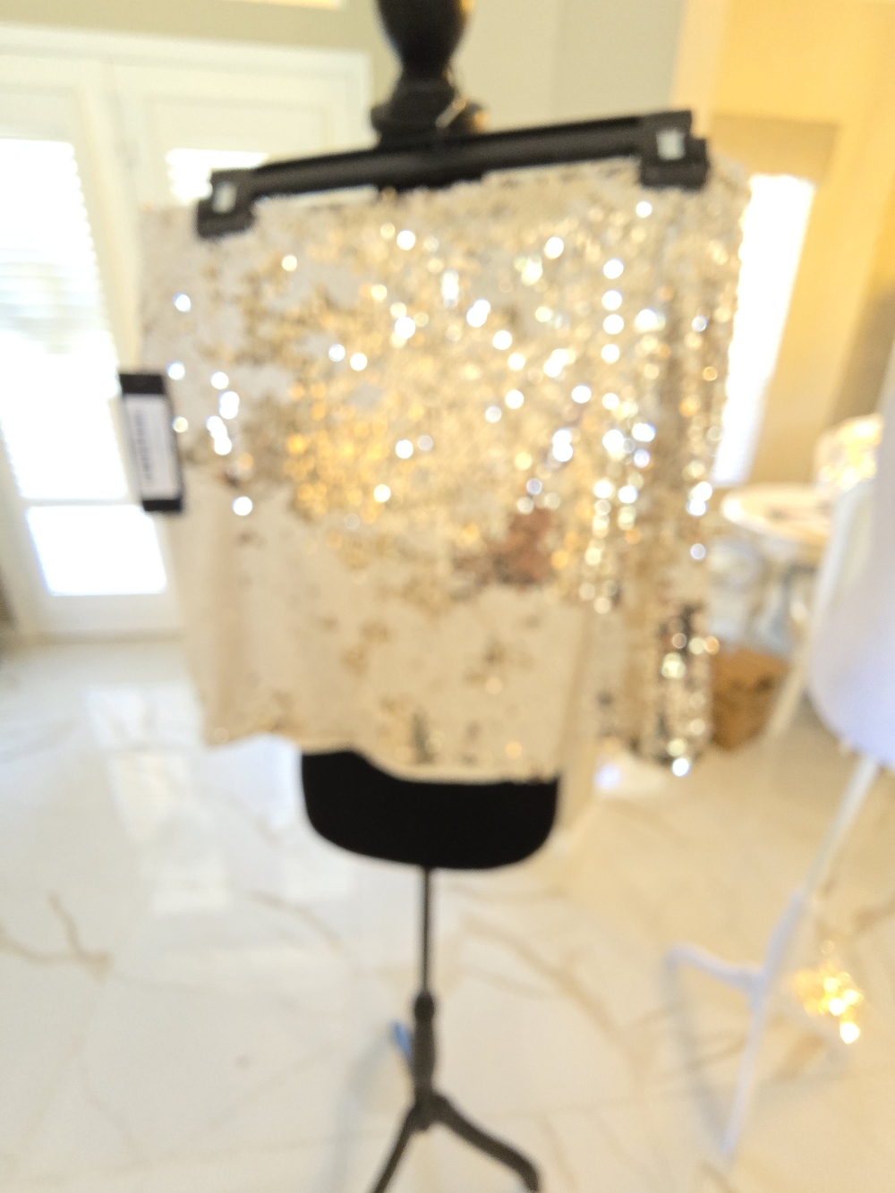Sequined Mini Skirt in Champagne - Women's Sparkle Skirt